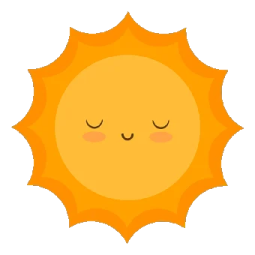 a cartoon sun with its eyes closed
