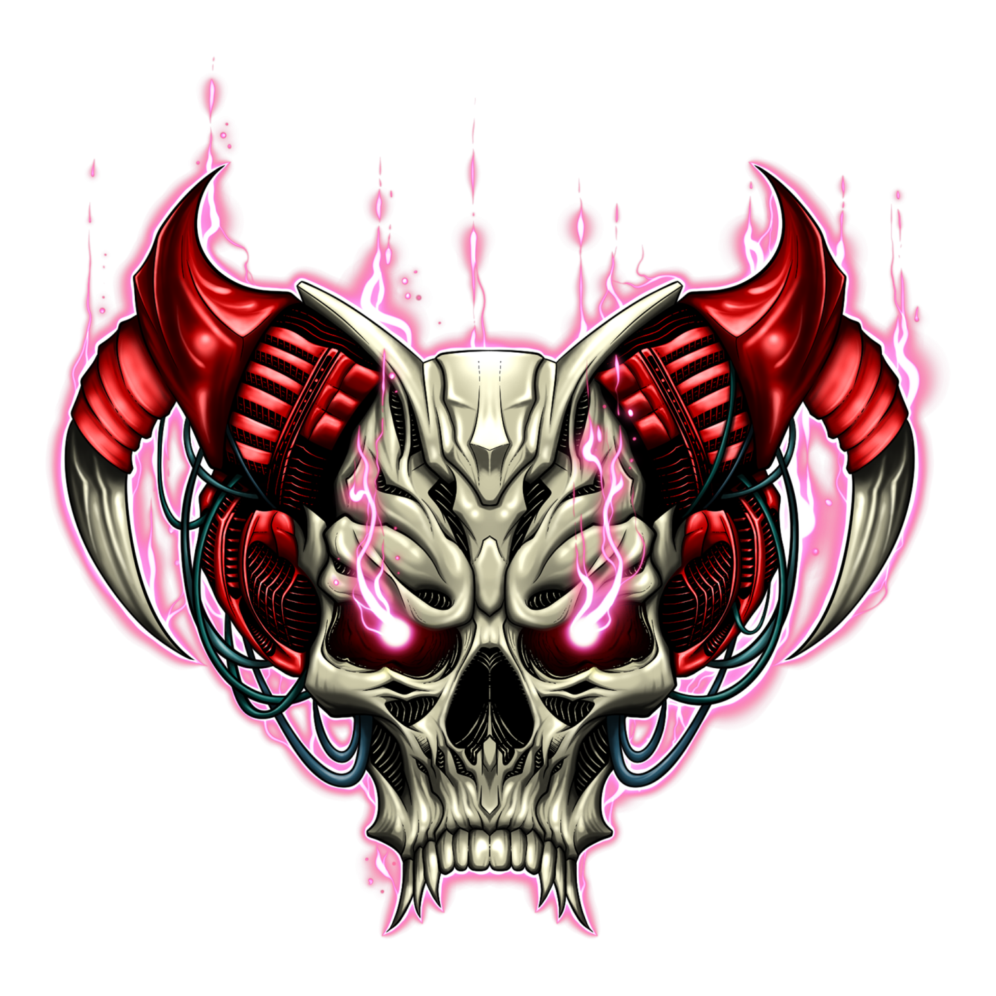 an image of a skull with horns and wings