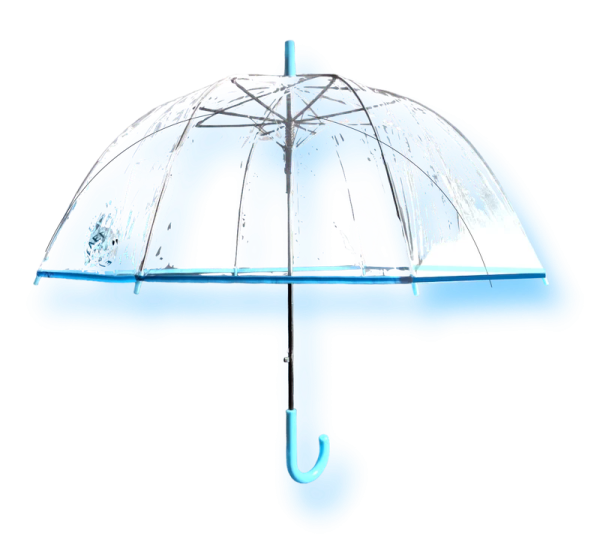 an umbrella with blue paint on it
