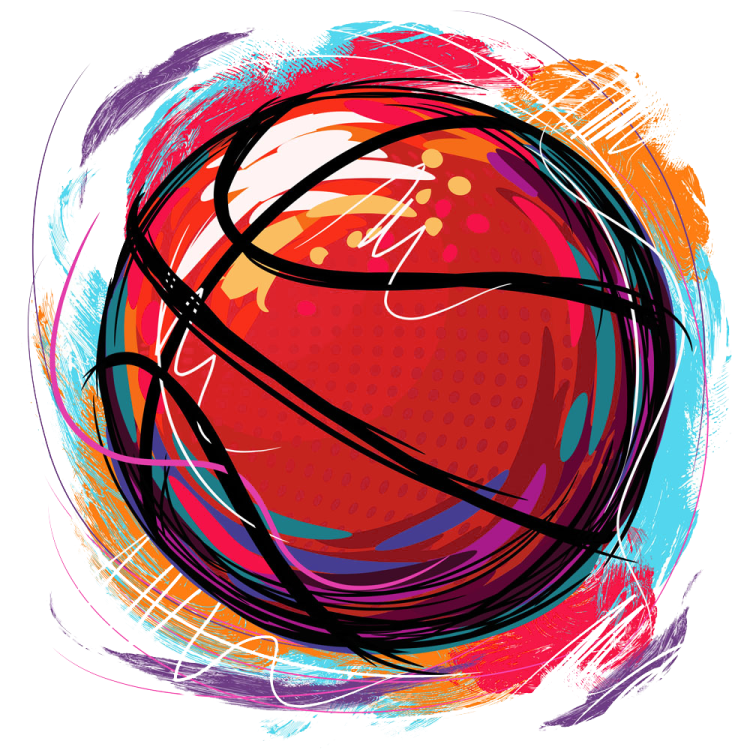 a basketball ball painted in bright colors