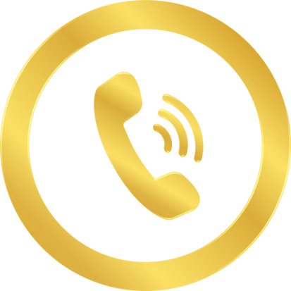 a gold phone icon in a circle