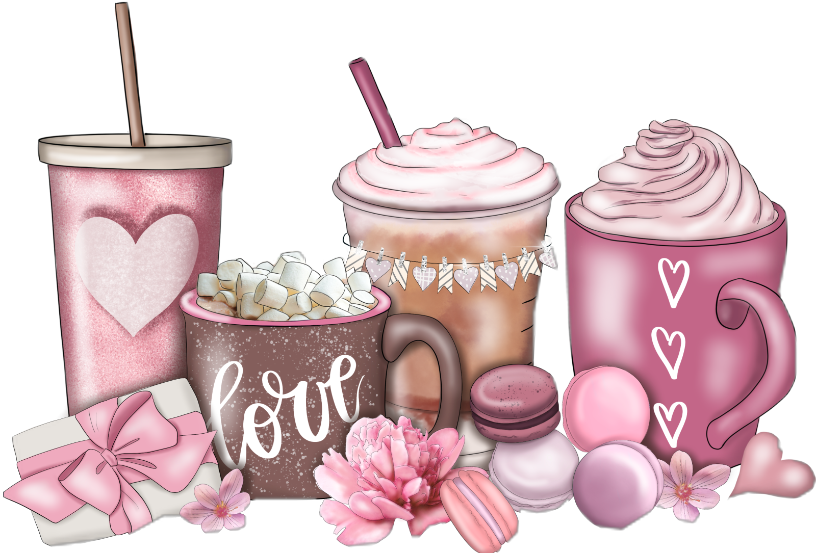 a bunch of different types of coffee and drinks