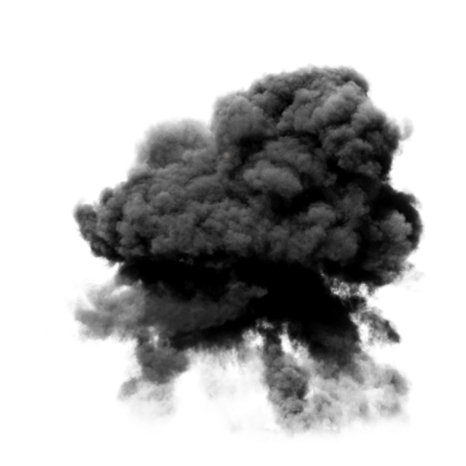 a black cloud of smoke on white background