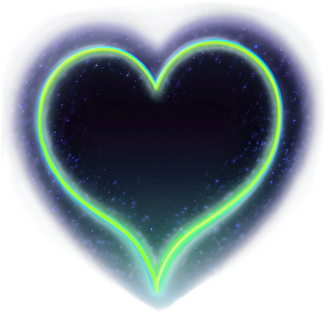 a neon heart on a white background