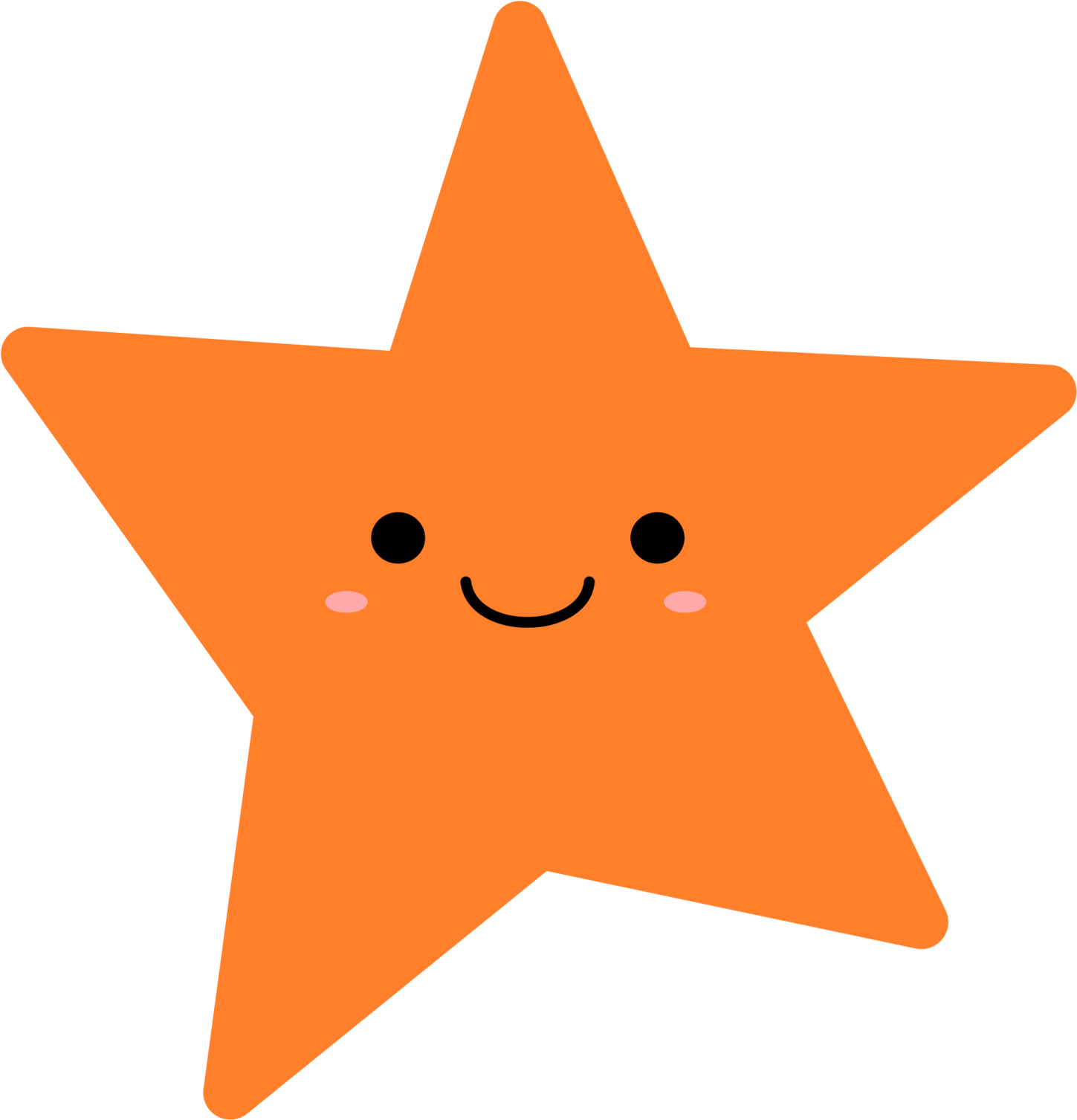 an orange star with a smiling face