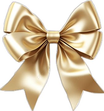 a gold bow with a white background