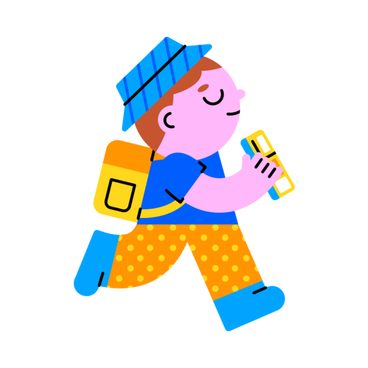a person with a backpack and cell phone