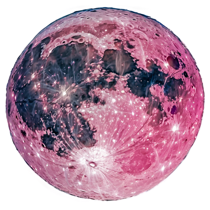 a pink moon with stars in the sky
