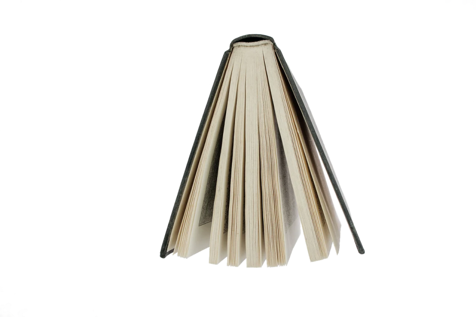 an open book on a white background