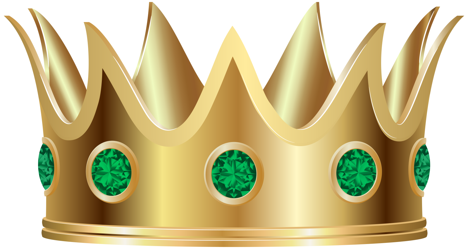 a gold crown with emerald stones