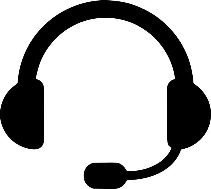 a black and white headset icon