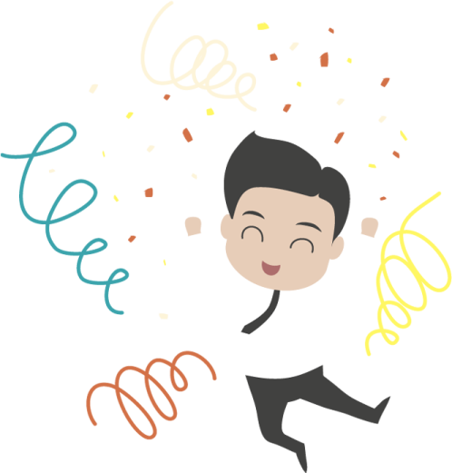 an illustration of a man running through con cons