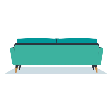 a green couch on a white background