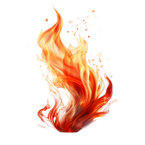 a red and yellow fire on a white background