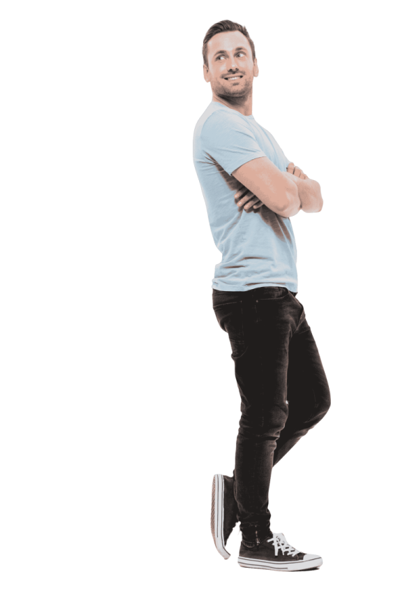 a man standing with his arms crossed