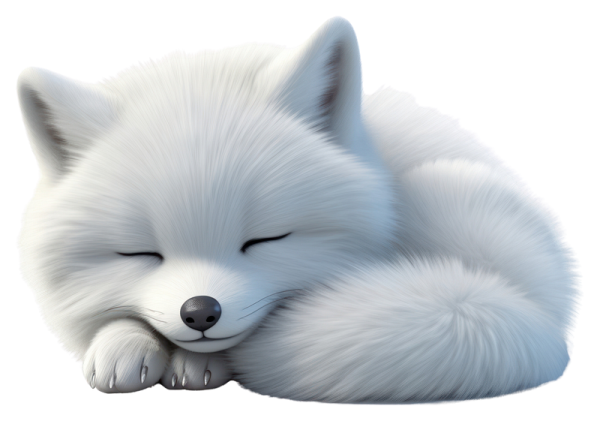an illustration of a sleeping white fox