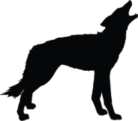 a black and white silhouette of a dog