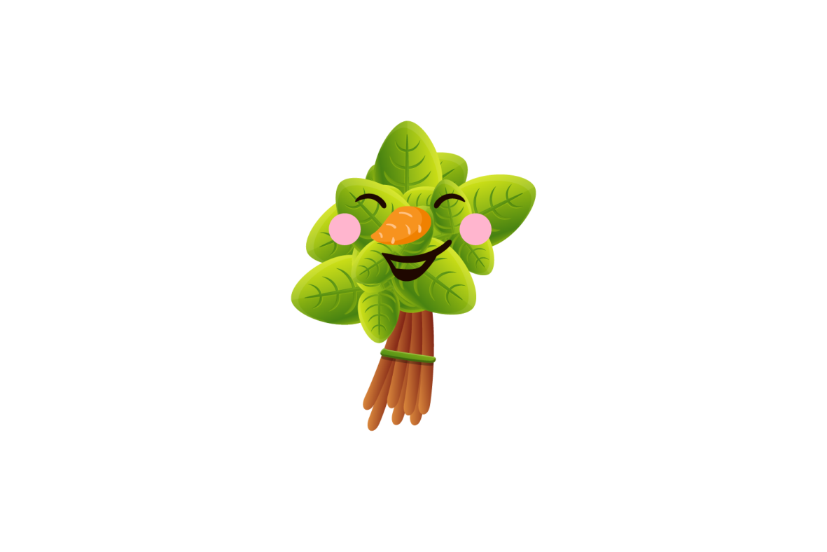 a cartoon character holding a carrot in his hand