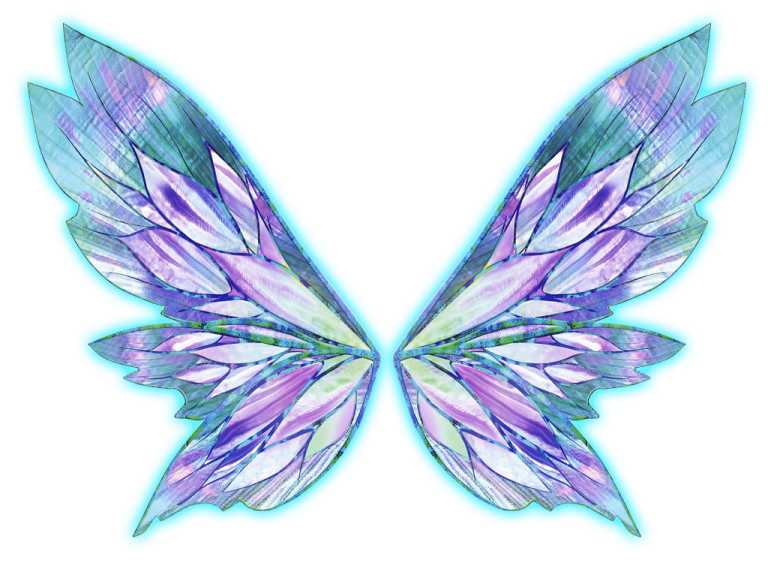 a pair of purple and blue wings