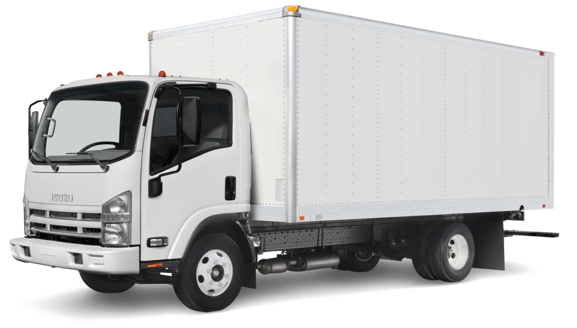 a white truck with a box on the back