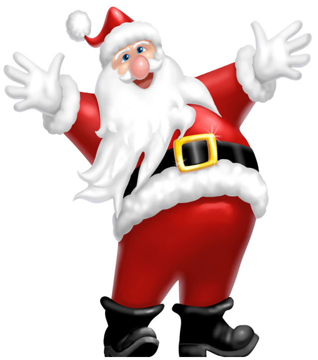 a santa claus with his arms out