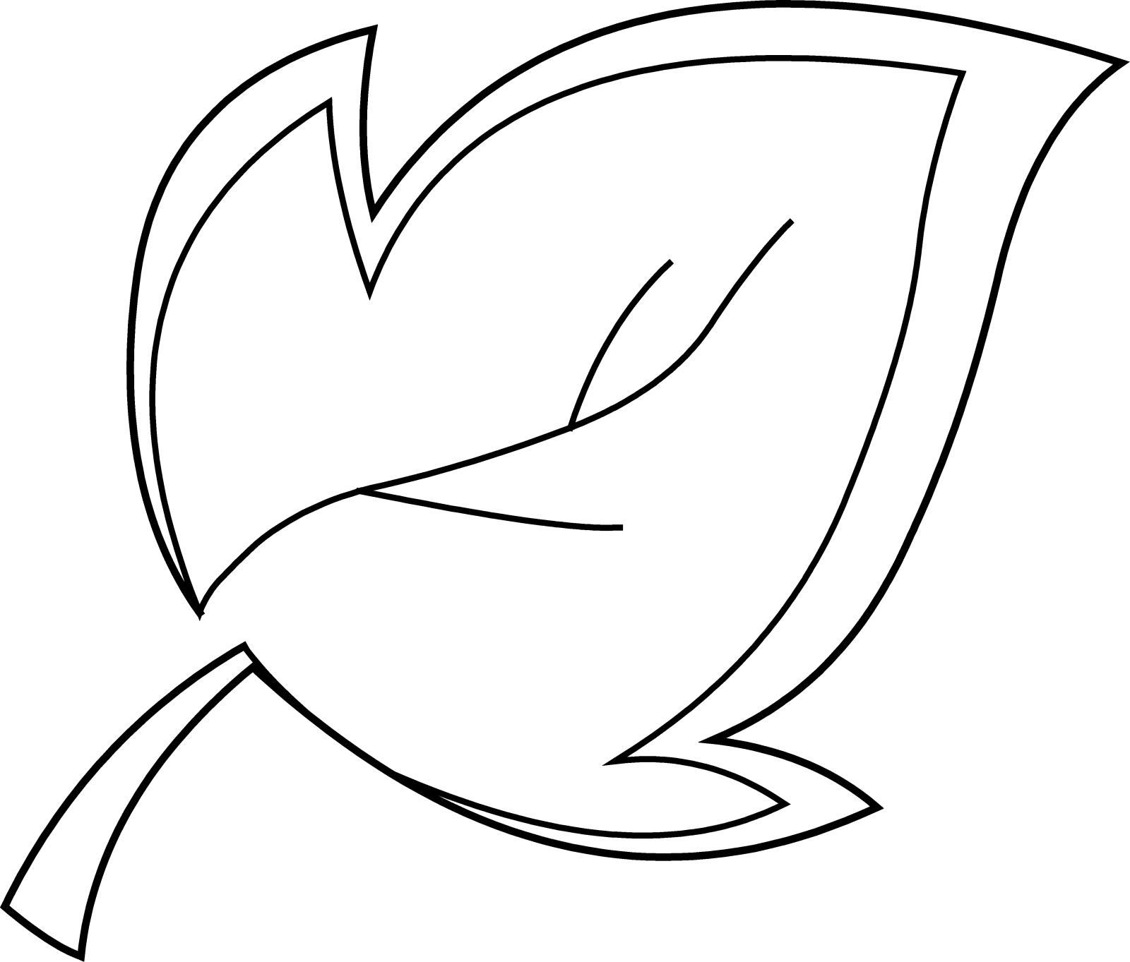 a black and white drawing of a leaf