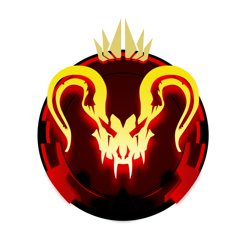 a red and yellow emblem on a white background