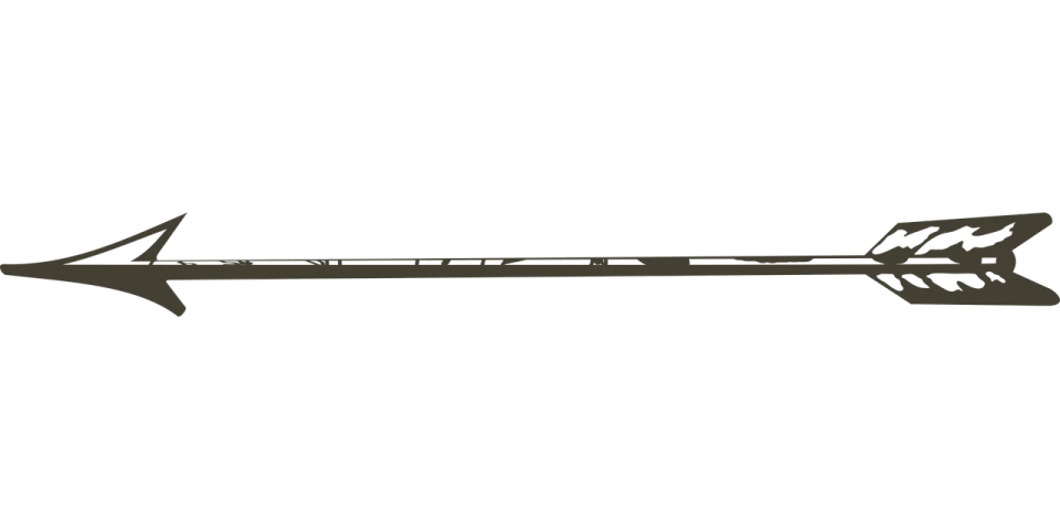 a black and white arrow on a white background