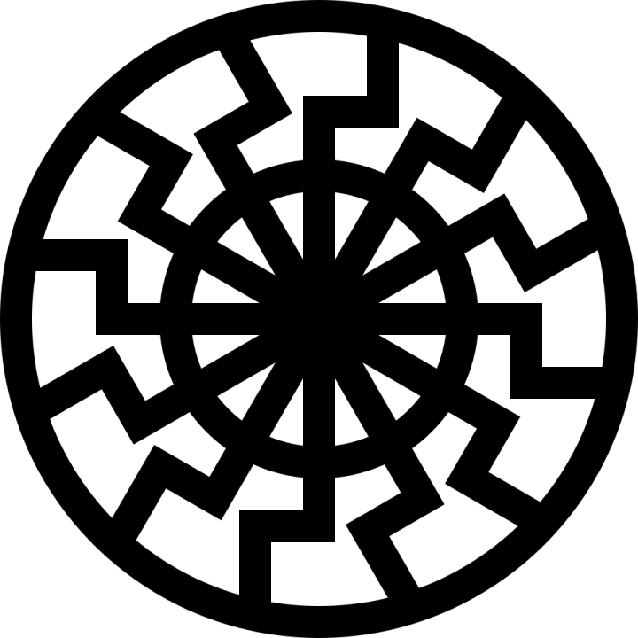 a circular design in black and white