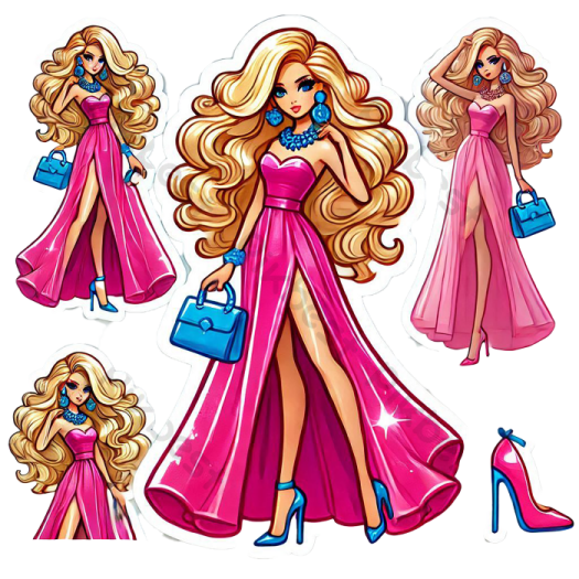 a set of barbie dolls in different poses