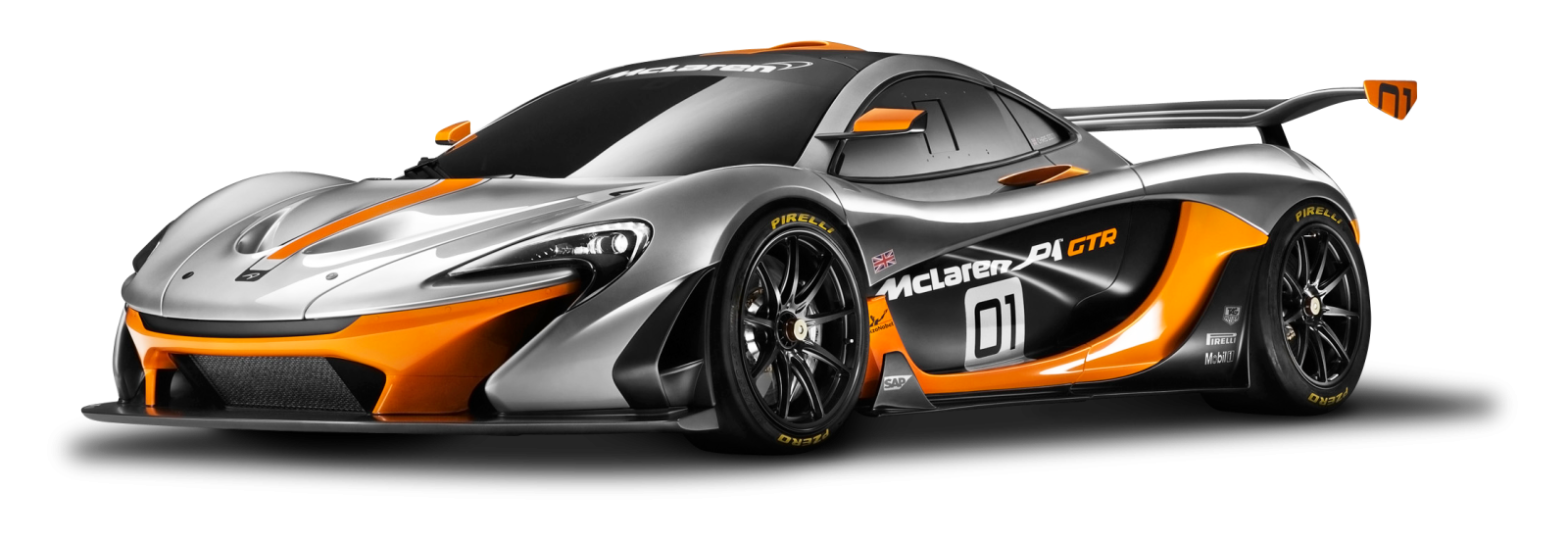 a silver and orange car on a white background
