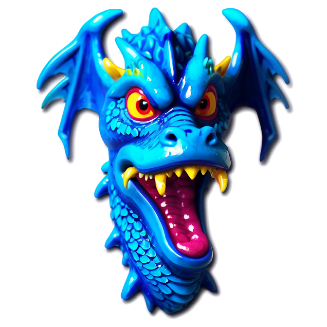 a close up of a blue dragon head