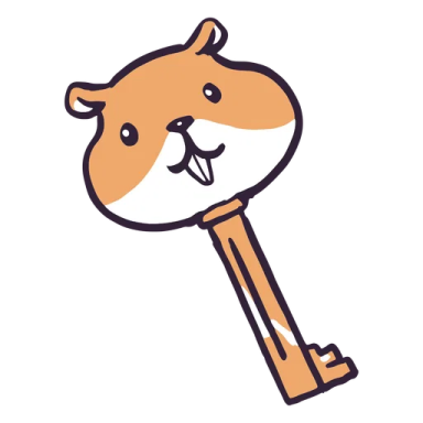 a cartoon dog with a key in its mouth