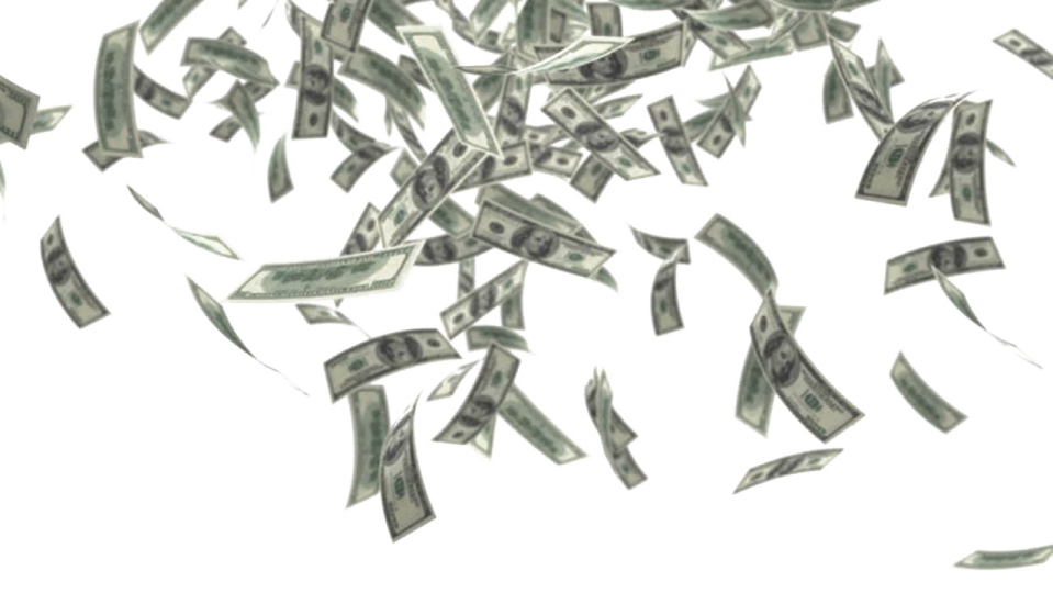 a bunch of money falling from the sky