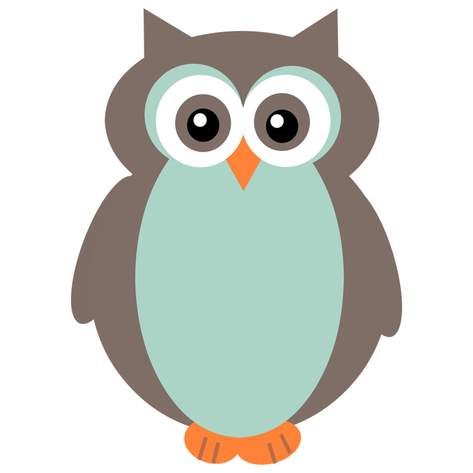 a brown and green owl with big eyes