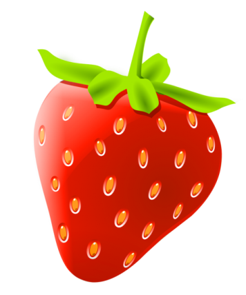 a strawberry with a green bow on it
