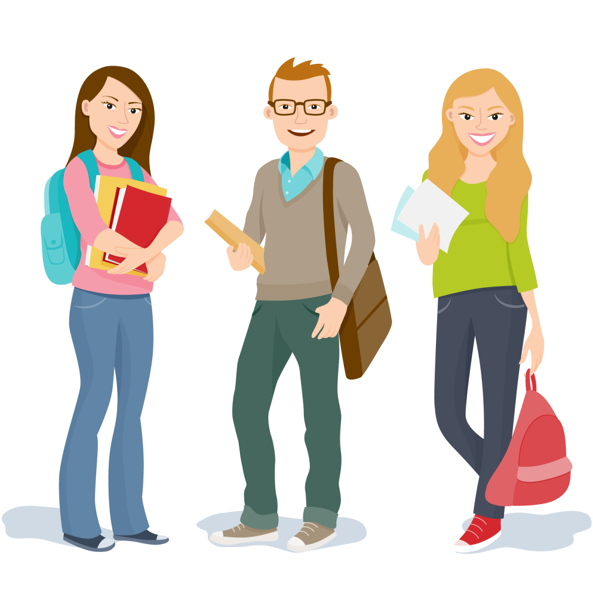 a group of three people standing together
