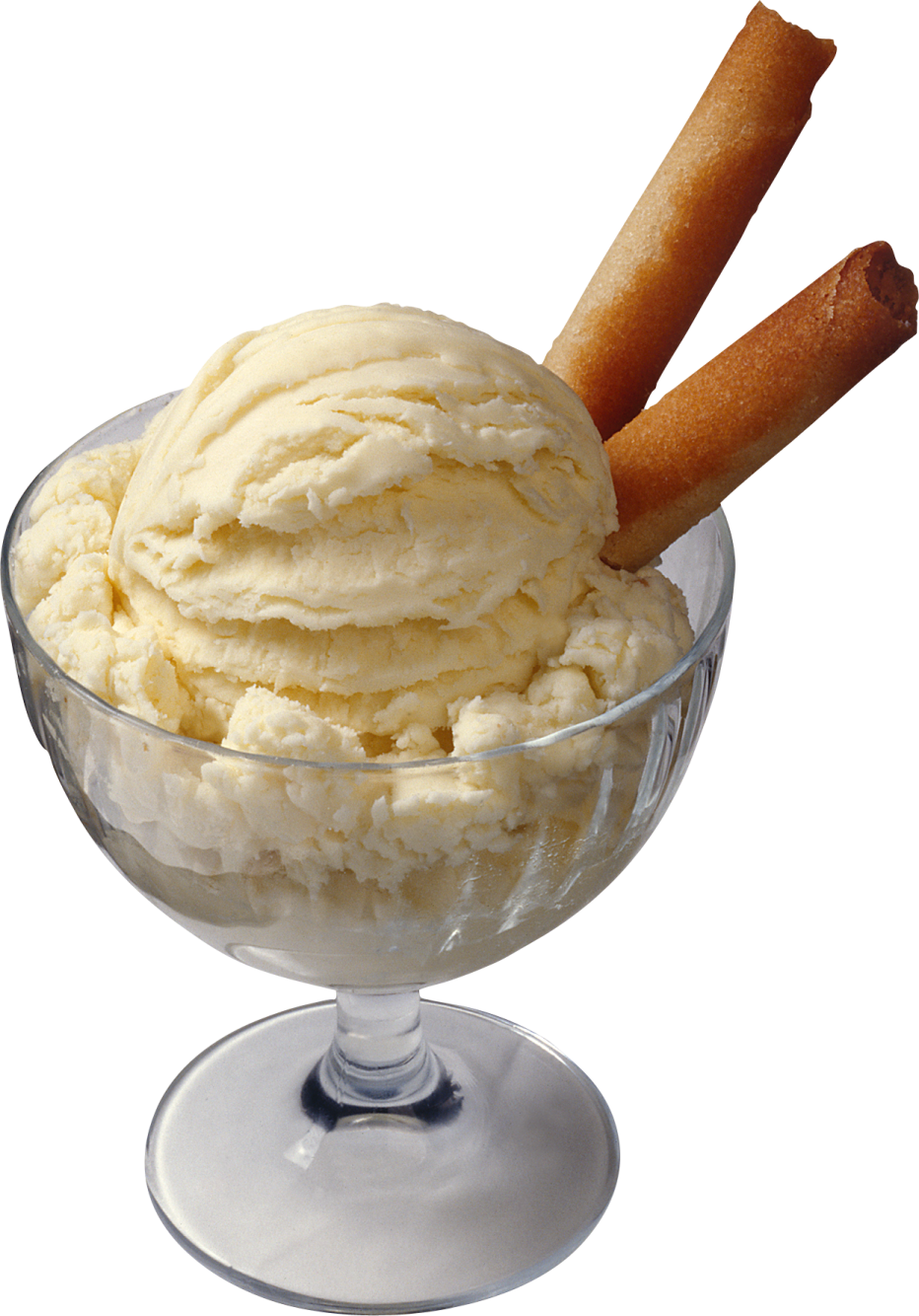 a bowl of ice cream with two sticks in it