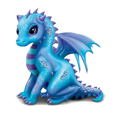a blue and purple dragon sitting on the ground