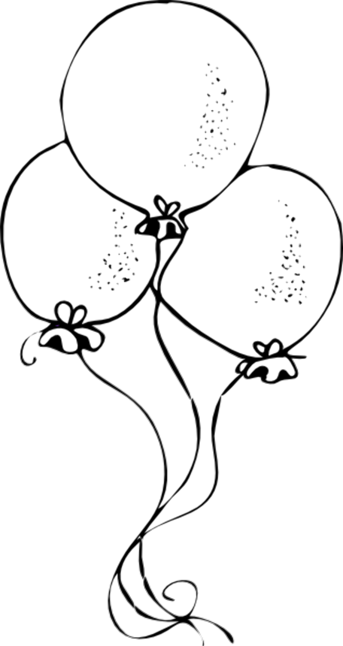 a black and white drawing of balloons