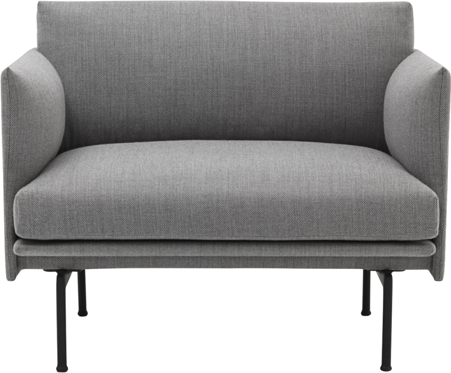 a grey chair with black legs