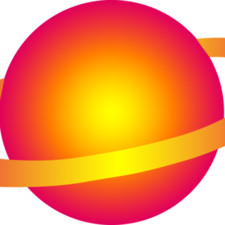 a red ball with a yellow stripe around it