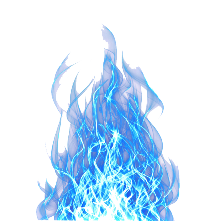 a blue fire on a white background