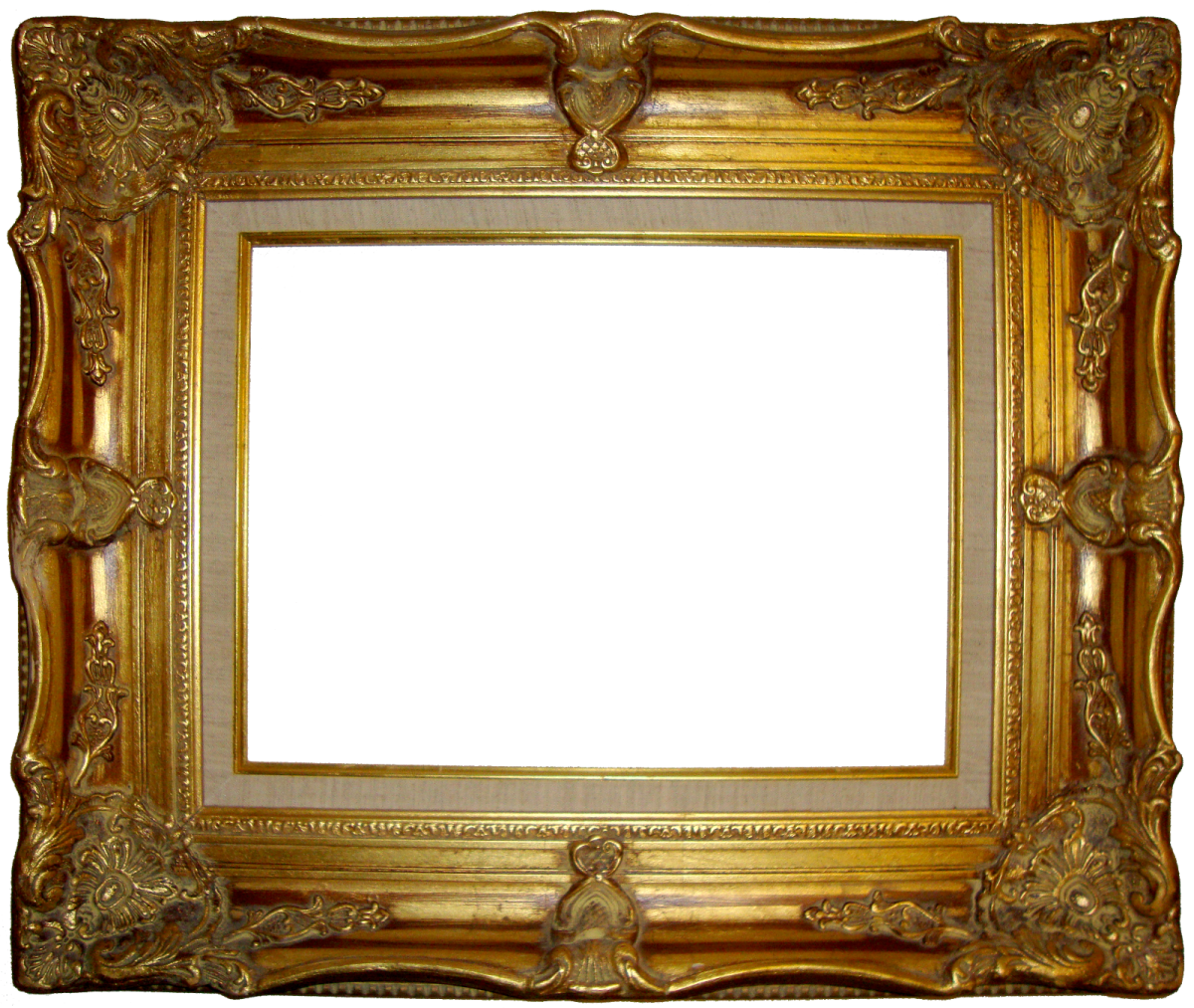 a gold frame on a white background