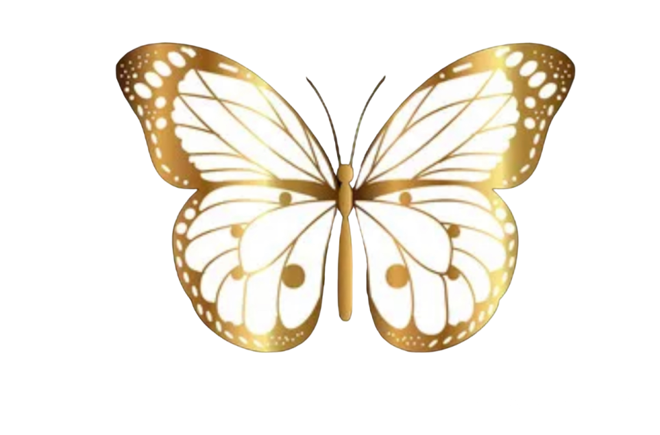 a golden butterfly on a white background