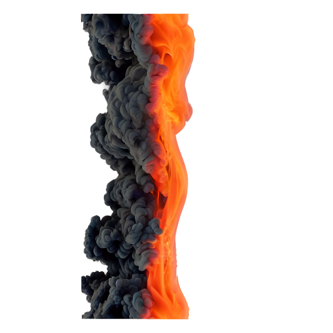 a black and orange fire on a white background