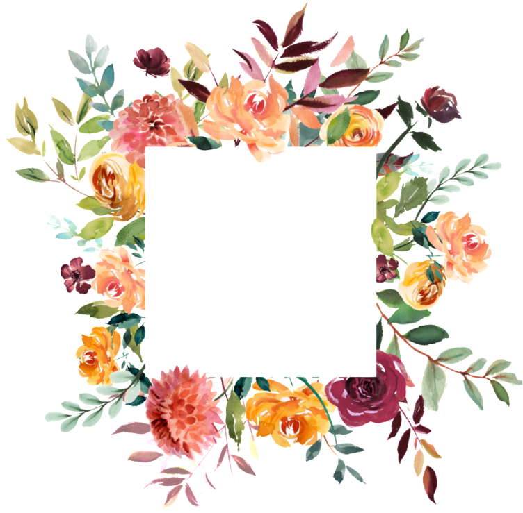 a watercolor floral frame on a white background