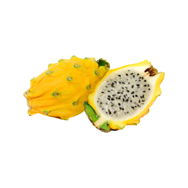 two pieces of fruit on a white background