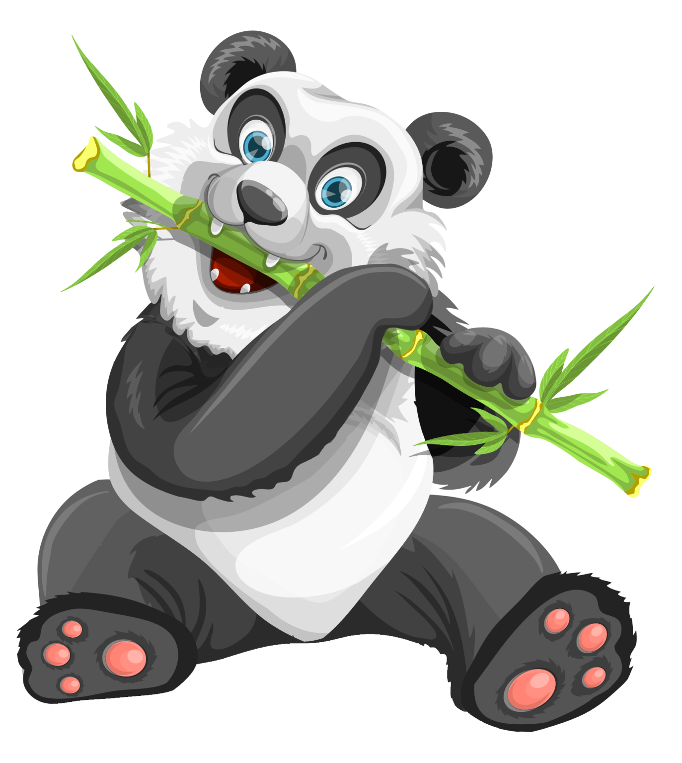 cartoon panda eating bamboo vector