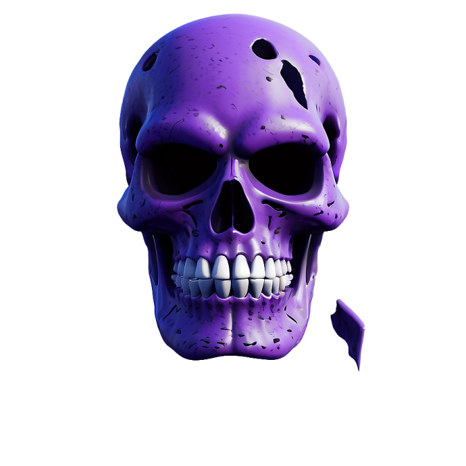 a purple skull on a white background